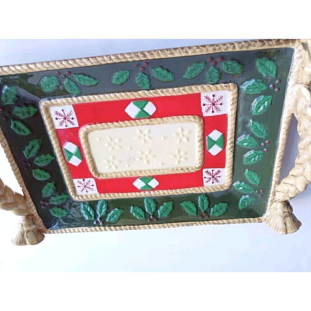 Studio Nova Christmas Platter Woodland Holly Santa Rectangular 14" x 8" Vintage - Picture 5 of 8